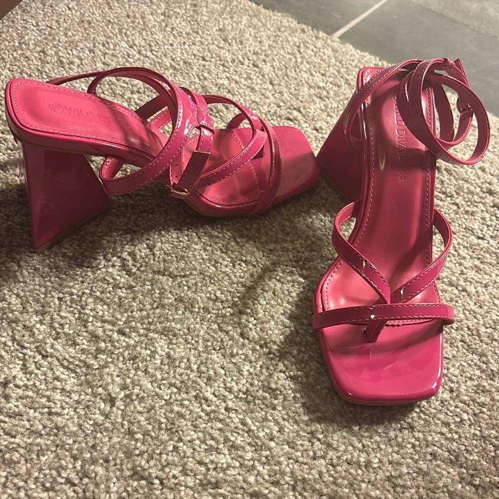 Strappy pink heels 7.5